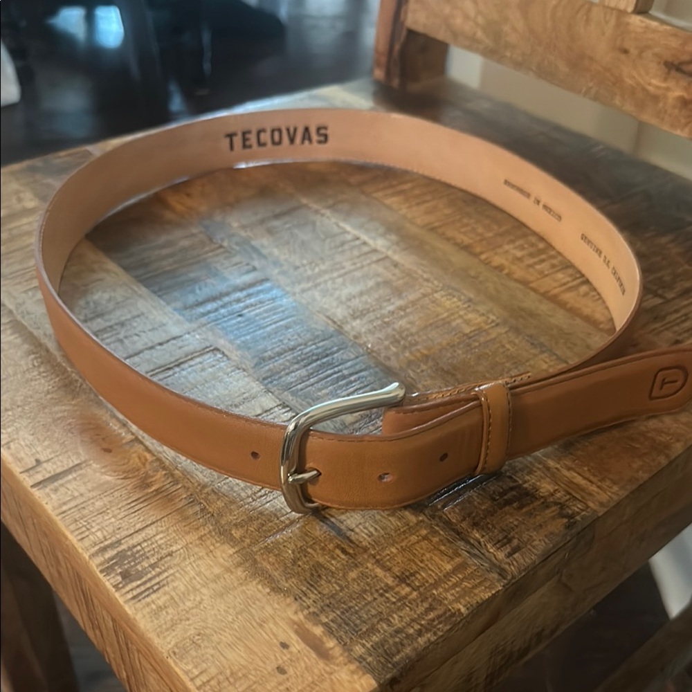 Tecovas Tan Leather Belt with Silver Buckle